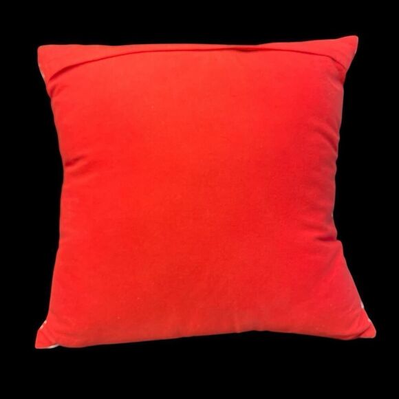 Christmas Pillow 17X17 Red Stitch Mittens Tree Dog Stocking Snowman Hat Holly - Picture 2 of 2